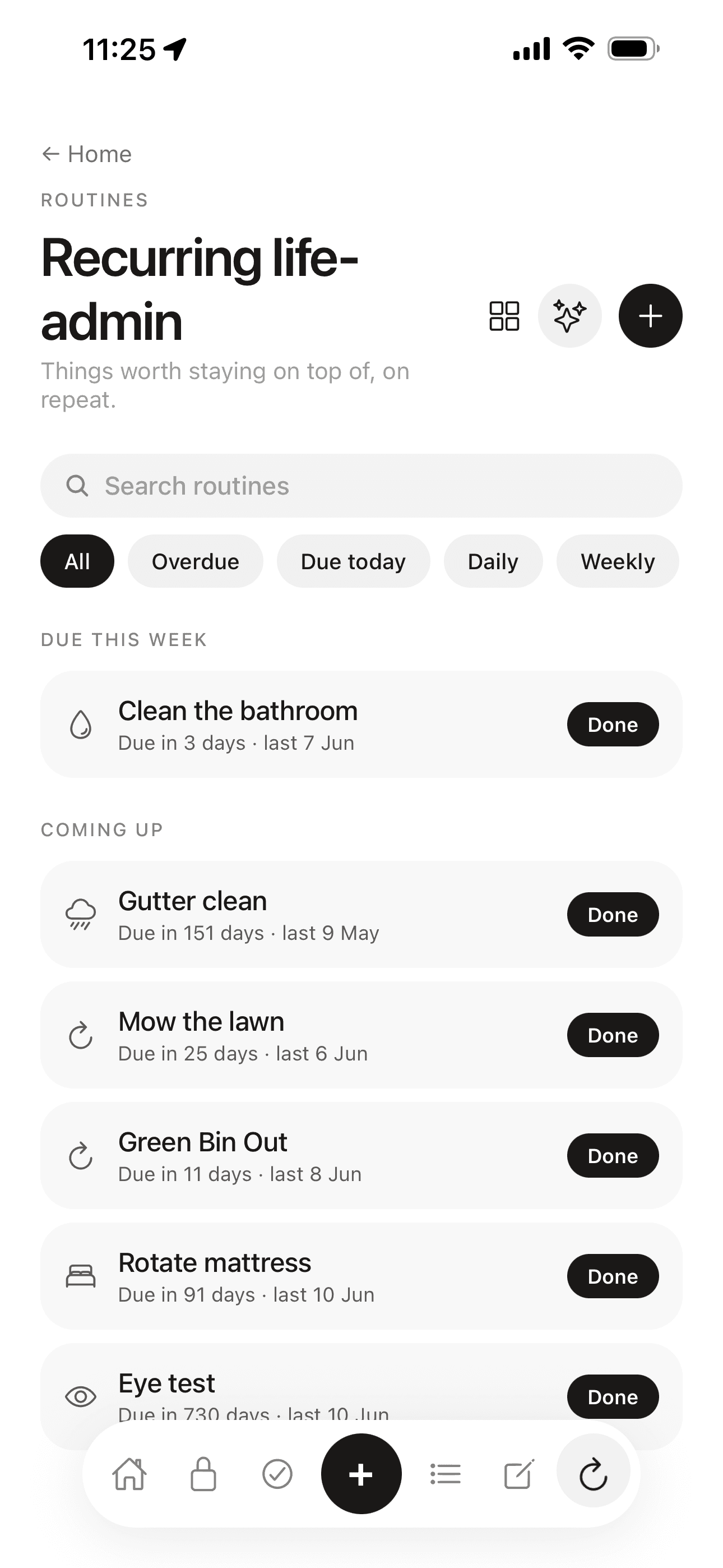 Roost routines screen on iOS
